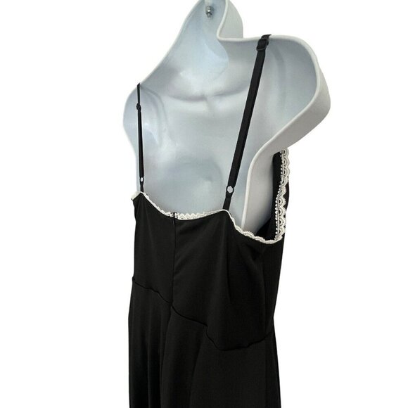 Fit & Flare Lace Black Midi Milkmaid Slip Dress L Goth Witchy Cottagecore Pirate - Picture 8 of 15